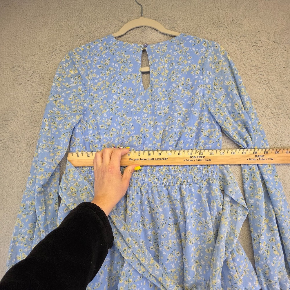 Japna Dress Womens S Blue Tiered Floral Boho Coastal Milkmaid Cottagecore Dainty - Picture 12 of 16